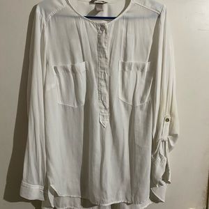H&M White half button up blouse